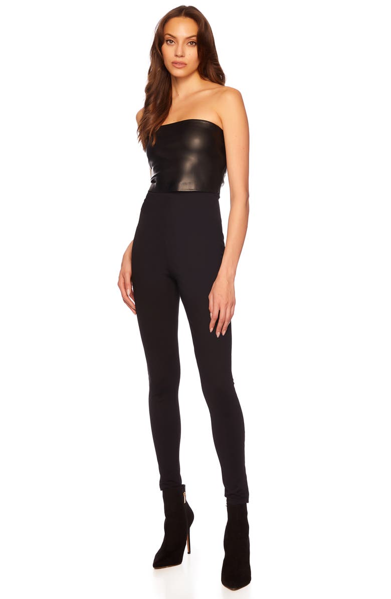 Susana Monaco Faux Leather Crop Tube Top, Alternate, color, 