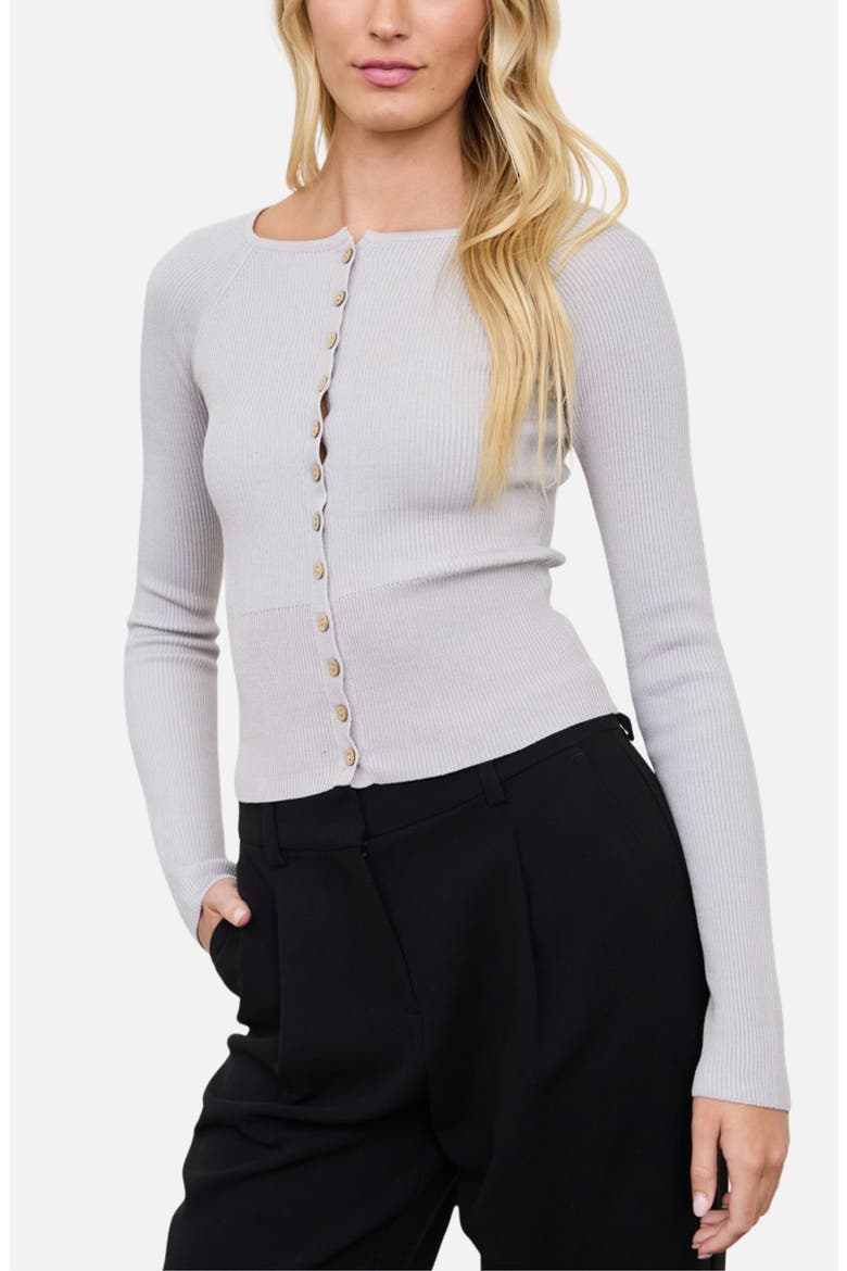 Ribbed Cardigan, Alternate, color, LIGHT GREY