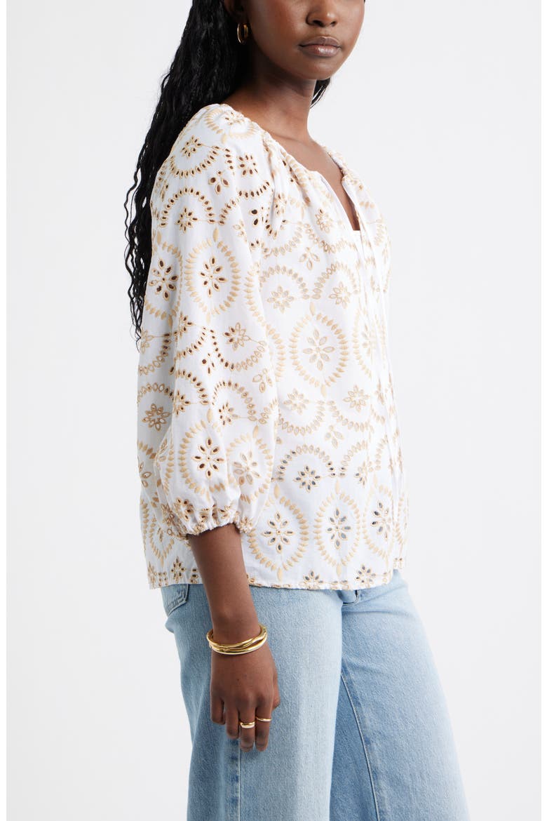 Embroidered Eyelet Lace Top, Alternate, color, WHITE- TAN SHORE EMBROIDERY