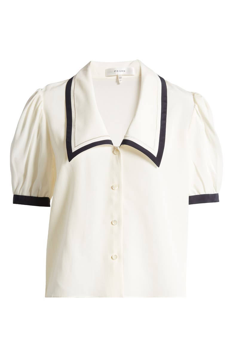 FRAME Sailor Puff Sleeve Silk Button-Up Shirt, Alternate, color, 