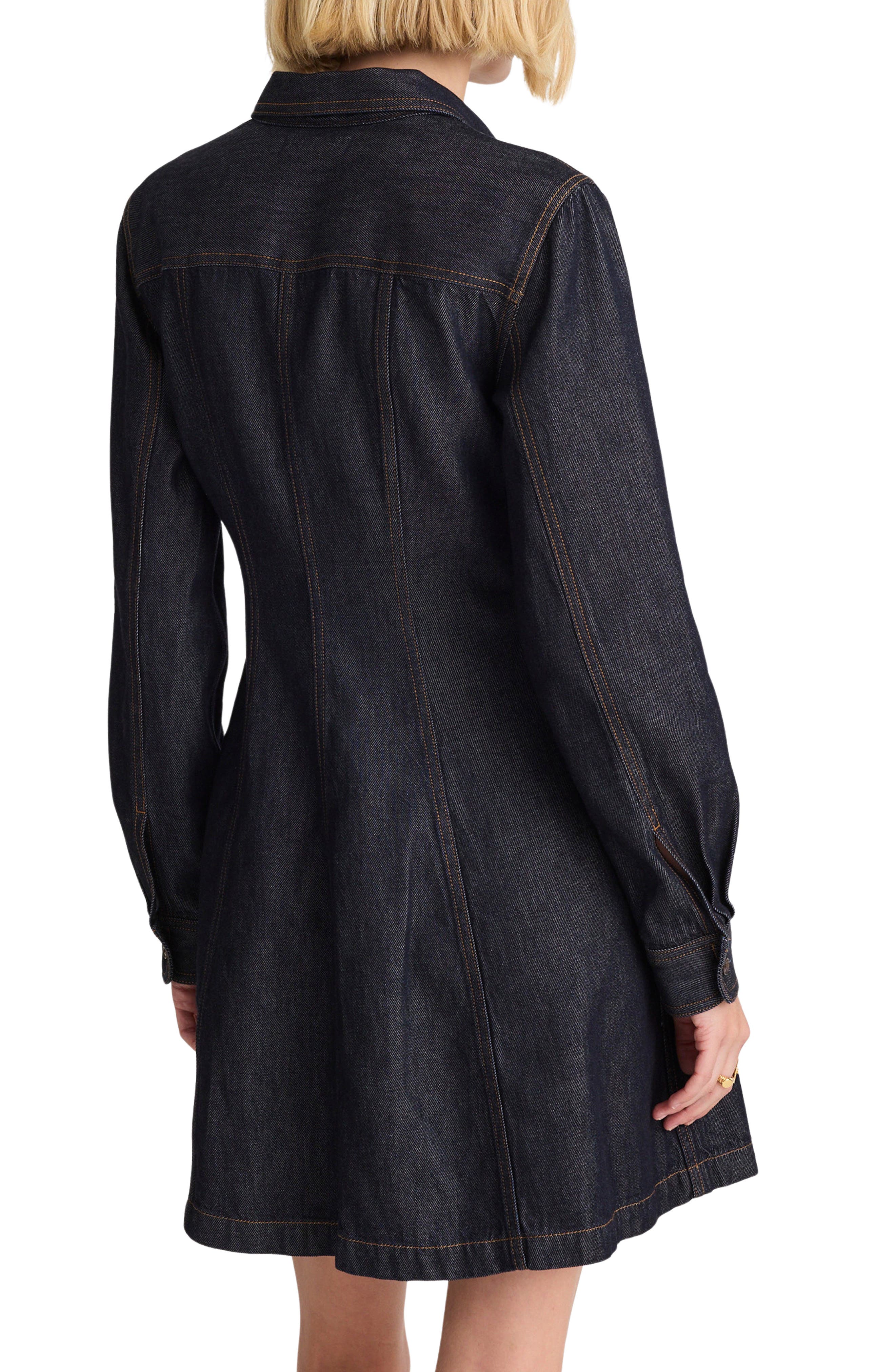 madewell long sleeve denim dress Women's Airy Denim Seamed Shirtdress In Rinse Wash - Size 0