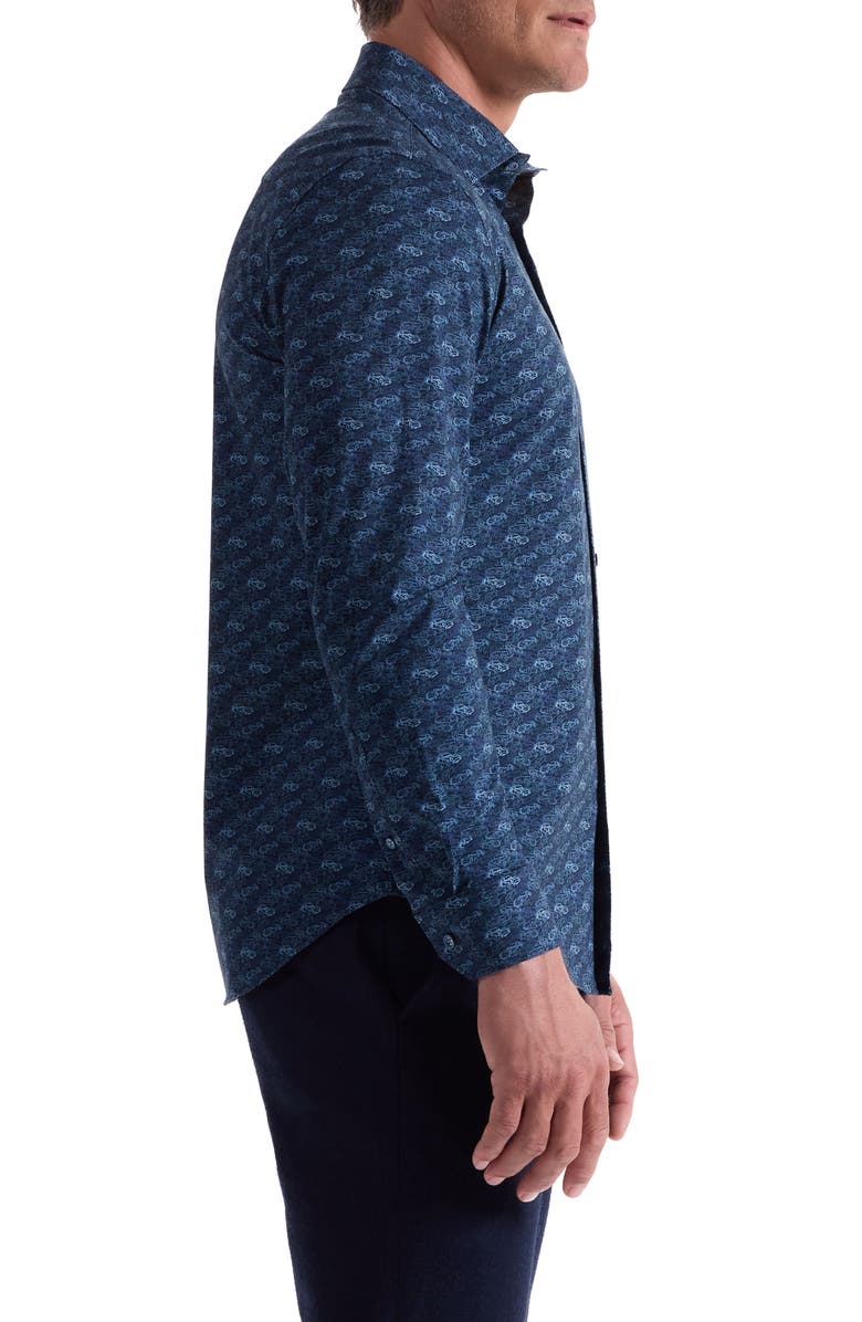 Bugatchi James OoohCotton<sup>®</sup> Abstract Button-Up Shirt, Alternate, color, Teal