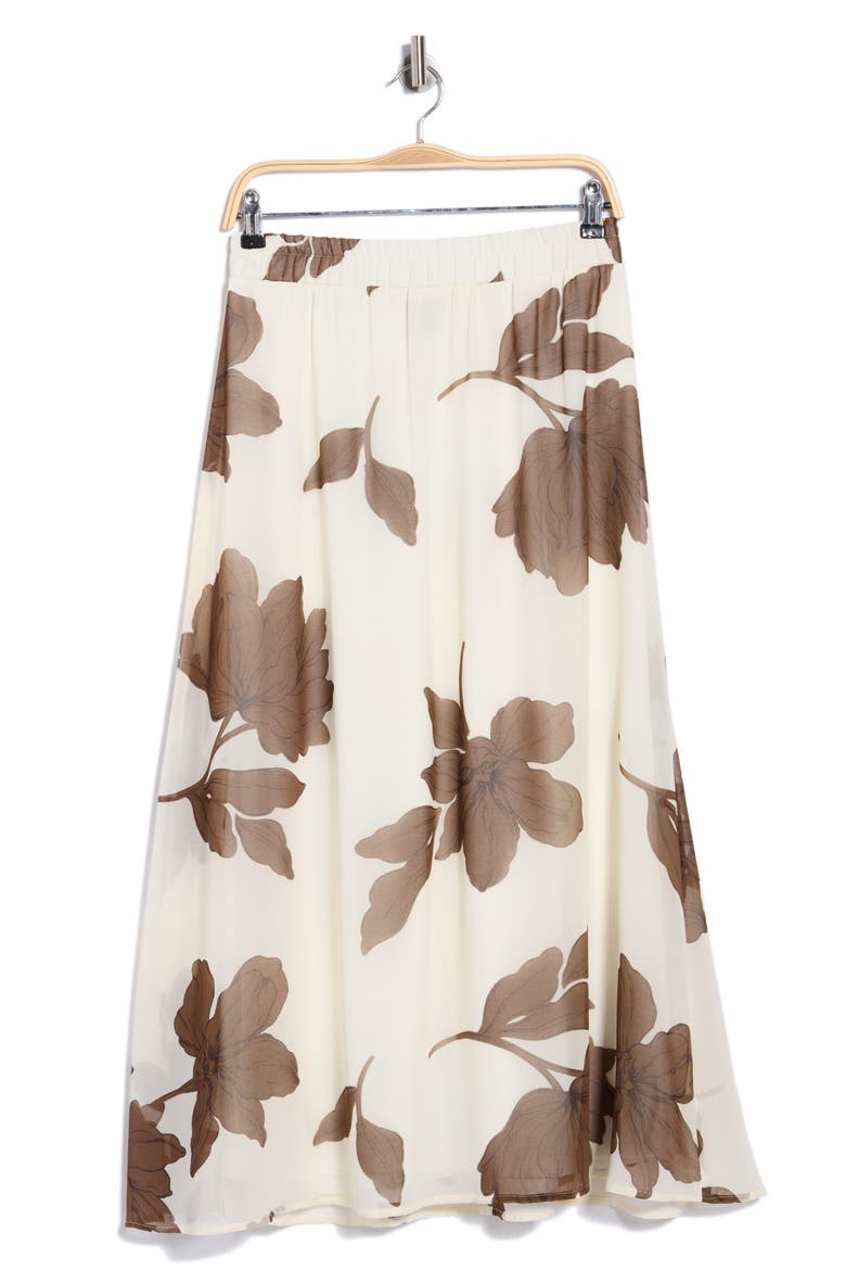 Floral Print Maxi Skirt, Main, color, CAFE