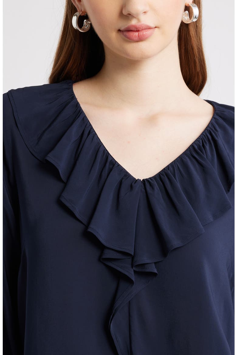 Ruffle Front Top, Alternate, color, NAVY NIGHT