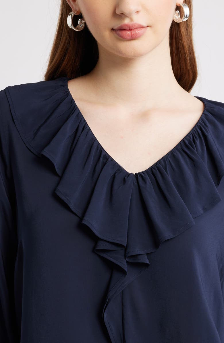 Nordstrom Ruffle Front Top, Alternate, color, Navy Night