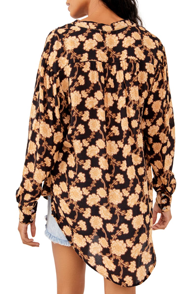 Free People Mia Floral Print Tie Neck Tunic Top, Alternate, color,
