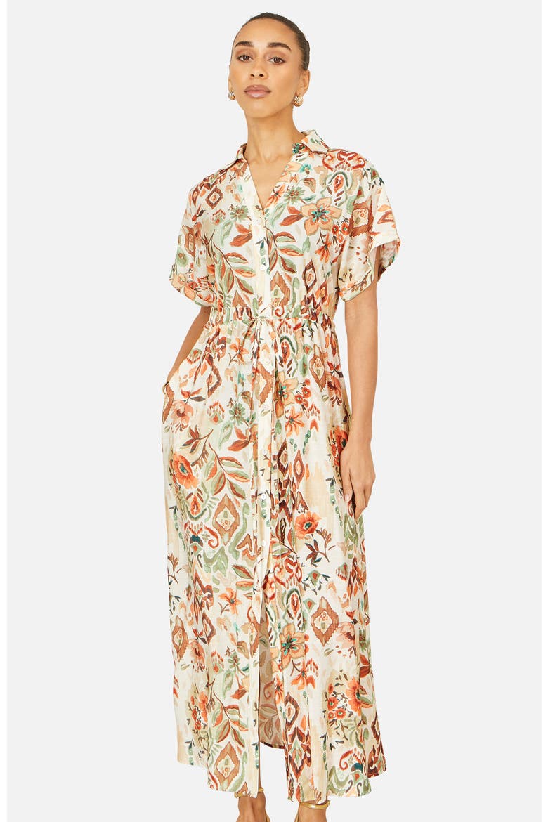 Relaxed Boho Print Maxi Shirt Dress, Alternate, color, Ivory