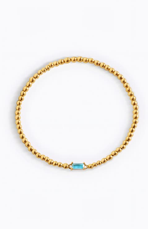 Gold Beaded Birthstone Bracelet