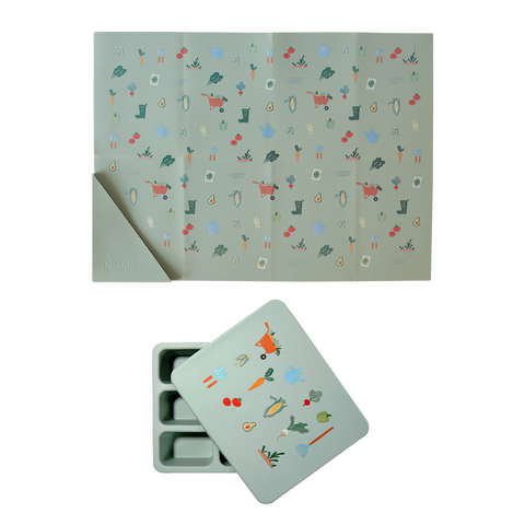 Silicone Mini Bento Box and Foldable Placemat