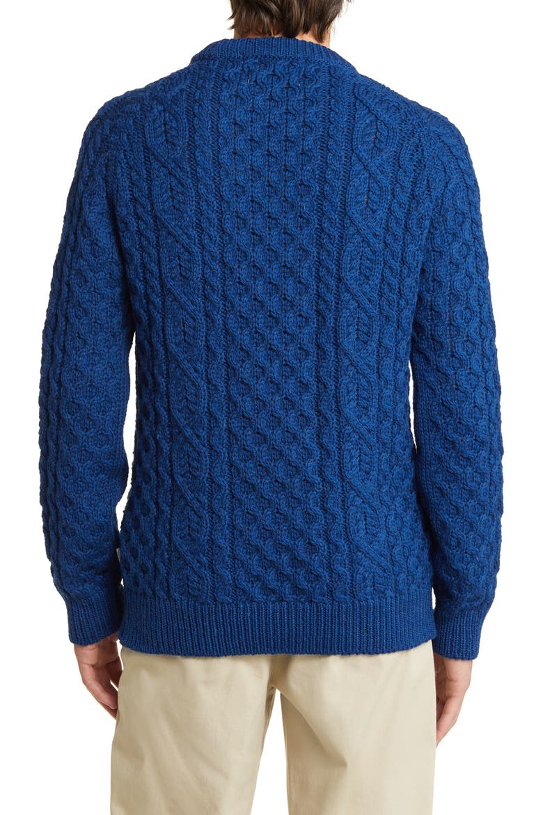 Hudson Aran Cable Stitch Wool Sweater, Alternate, color, COBALT