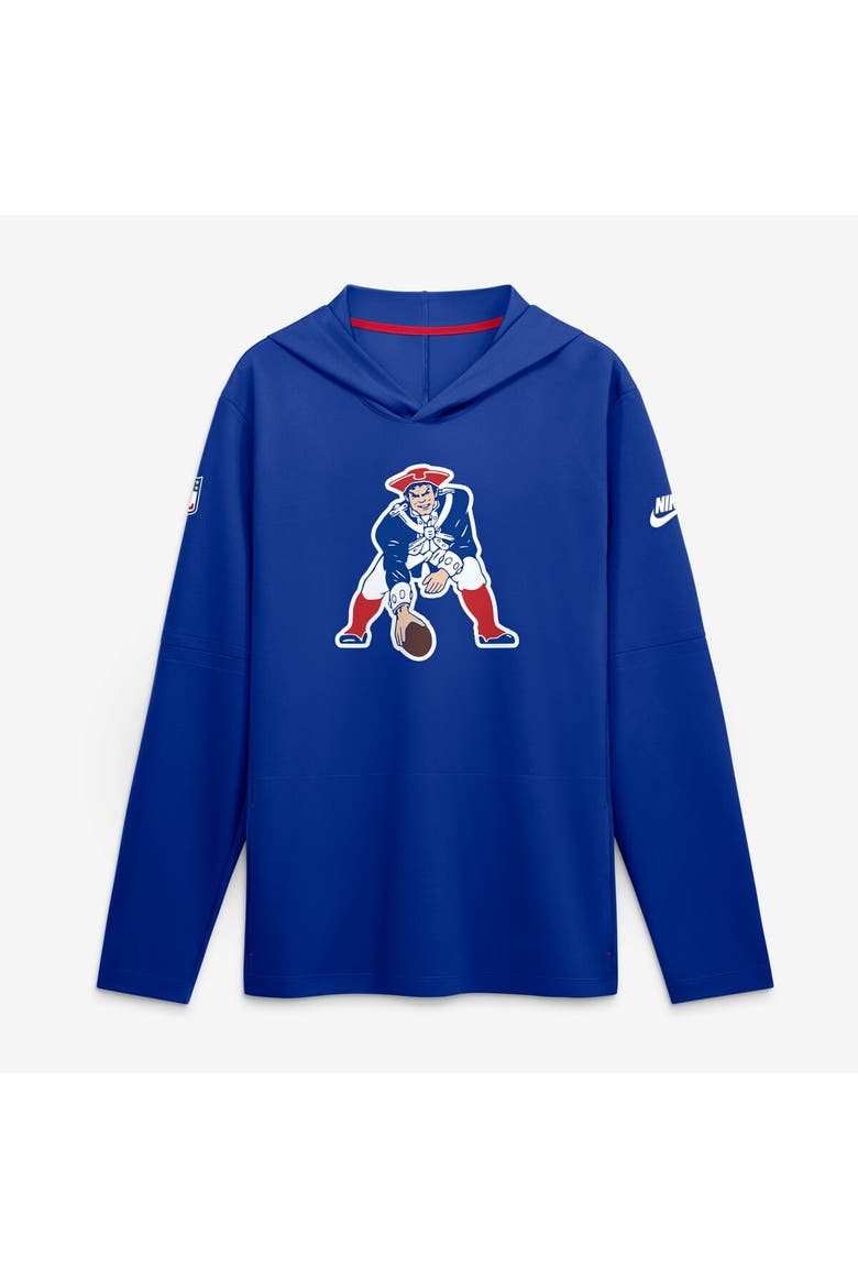Men's Nike Royal New England Patriots Sideline Alternate Lightweight Long Sleeve Hooded Dri-FIT T-Shirt, Main, color, Royal