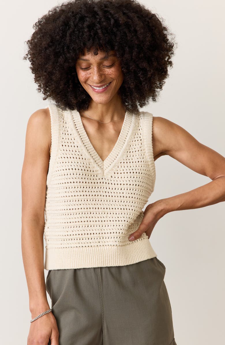 Marine Layer Crochet V-Neck Sweater Vest, Alternate, color, 