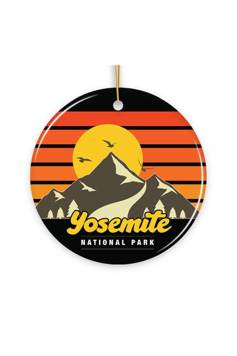 Yosemite National Park Retro Style Ceramic Ornament
