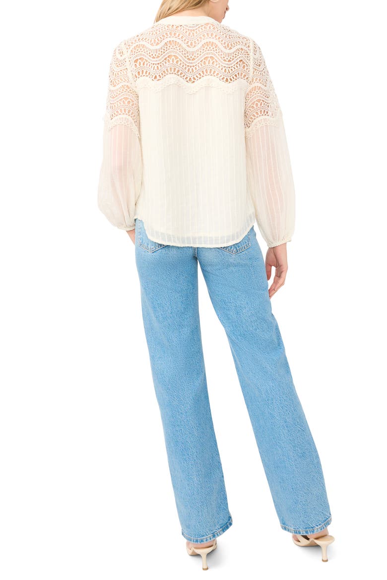 Lace Trim Stripe Pintuck Top, Alternate, color, NEW IVORY