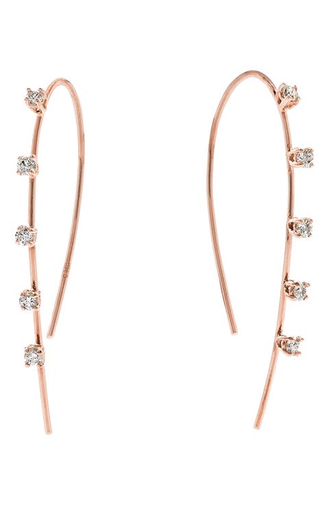 Small Hooked On 14k Gold Diamond Hoop Earrings