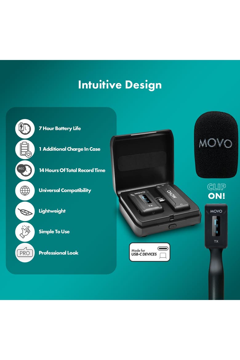WMX-2-C USB-C Wireless Lavalier Microphone for iPhone 15/Android/USB C Devices with WMX-HM Handheld Adapter, Alternate, color, Black