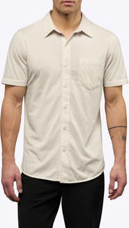 Cuts AO Curved Hem Short Sleeve Button-Up Shirt