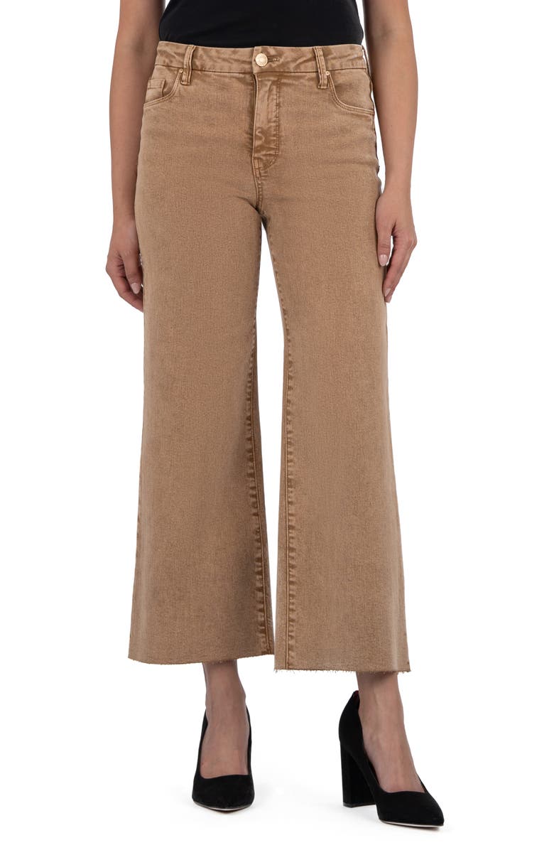 KUT from the Kloth Meg Raw Hem High Waist Wide Leg Jeans, Main, color, Chestnut