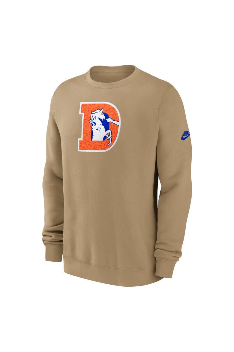 Men's Nike Tan Denver Broncos Swing Pass Rewind Club Pullover Sweatshirt, Alternate, color, Tan