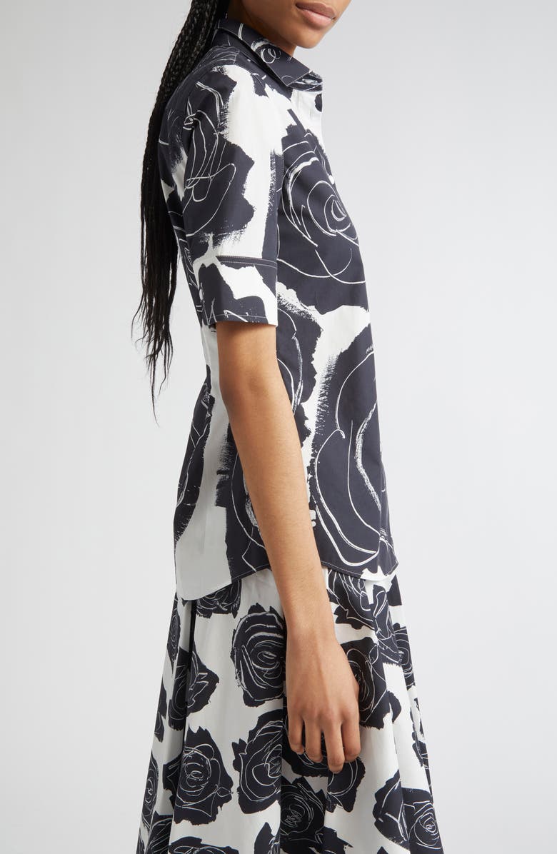 Marni Rose Print Cotton Poplin Shirt, Alternate, color, Lily/White