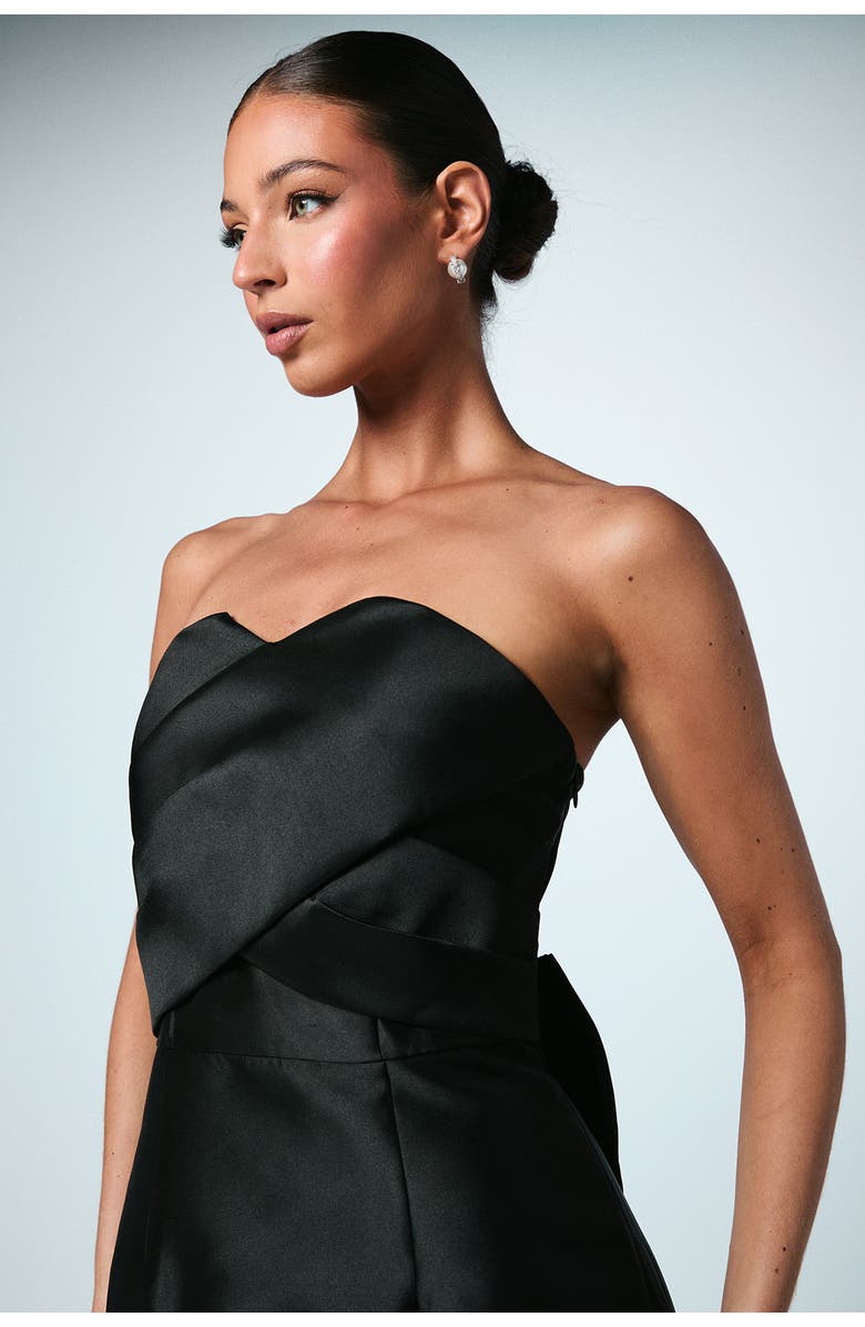 Coast Bandeau Twill Bow Back Bridesmaids Dress, Alternate, color, Black