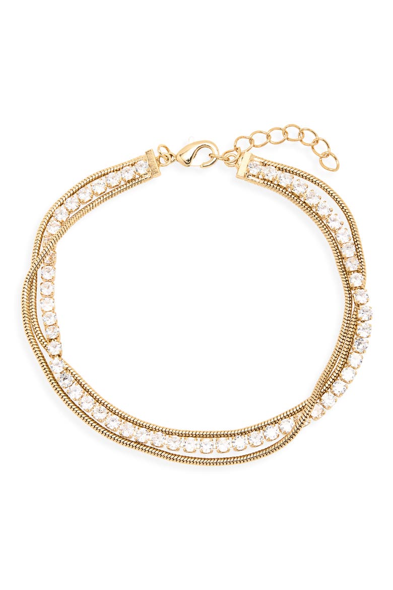 Cubic Zirconia Layered Chain Bracelet, Main, color, CLEAR- GOLD