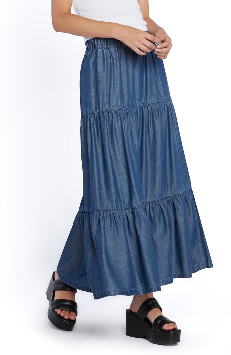Wash Lab Denim Tiered Denim Maxi Skirt, Alternate, color, Trip Blue
