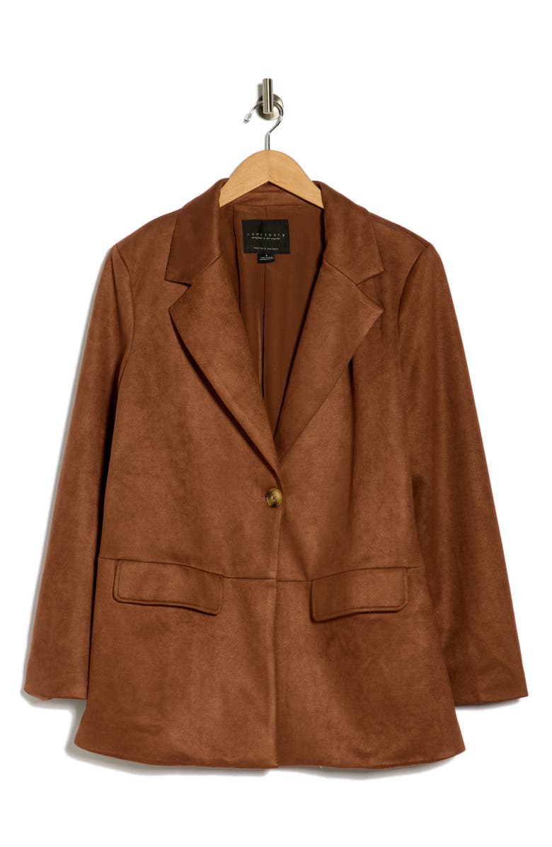Sanctuary Faux Suede Blazer, Alternate, color, Bark