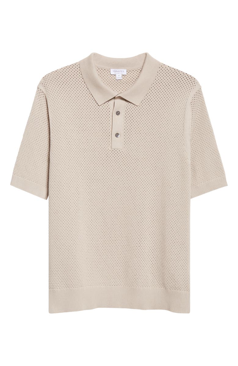 Sunspel Cotton Mesh Polo, Alternate, color, Hazelwood