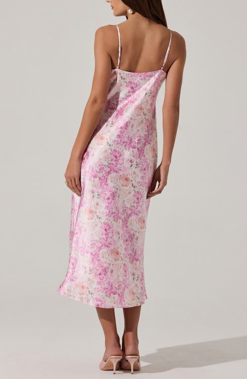 Astr The Label Lace Trim Satin Slipdress In Pink Floral