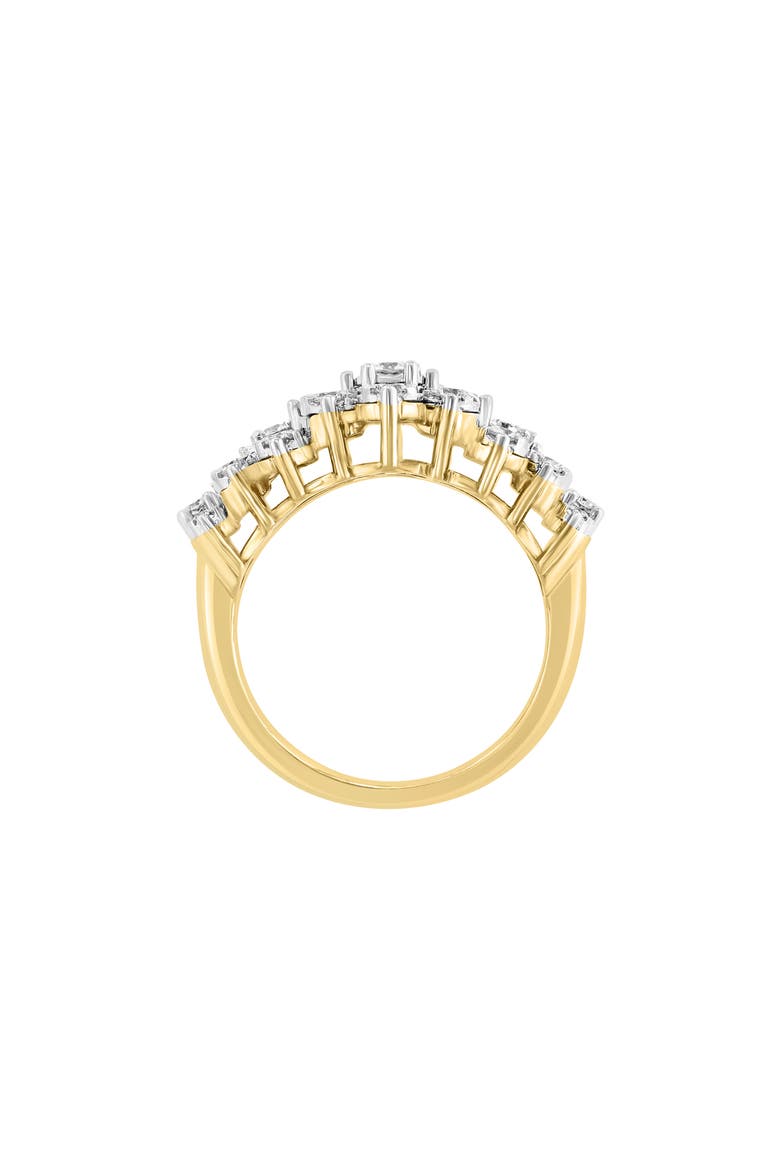 14K Gold Bright Cut Diamond Cluster Ring - 0.96ct., Alternate, color, YELLOW GOLD