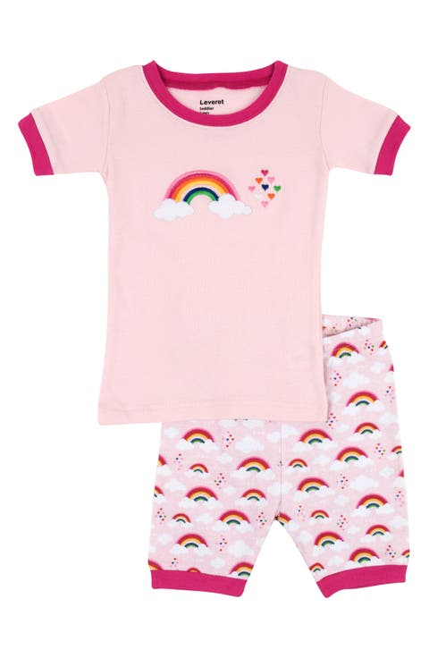 Kids Cotton Two-Piece Short Printed Pajamas, Animals & Characters