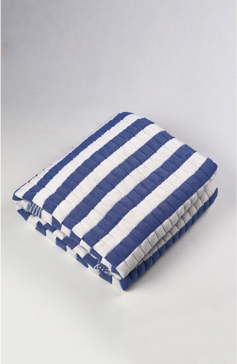 Archive New York Quilted Sujani Striped Throw Blanket, Alternate, color, Blue