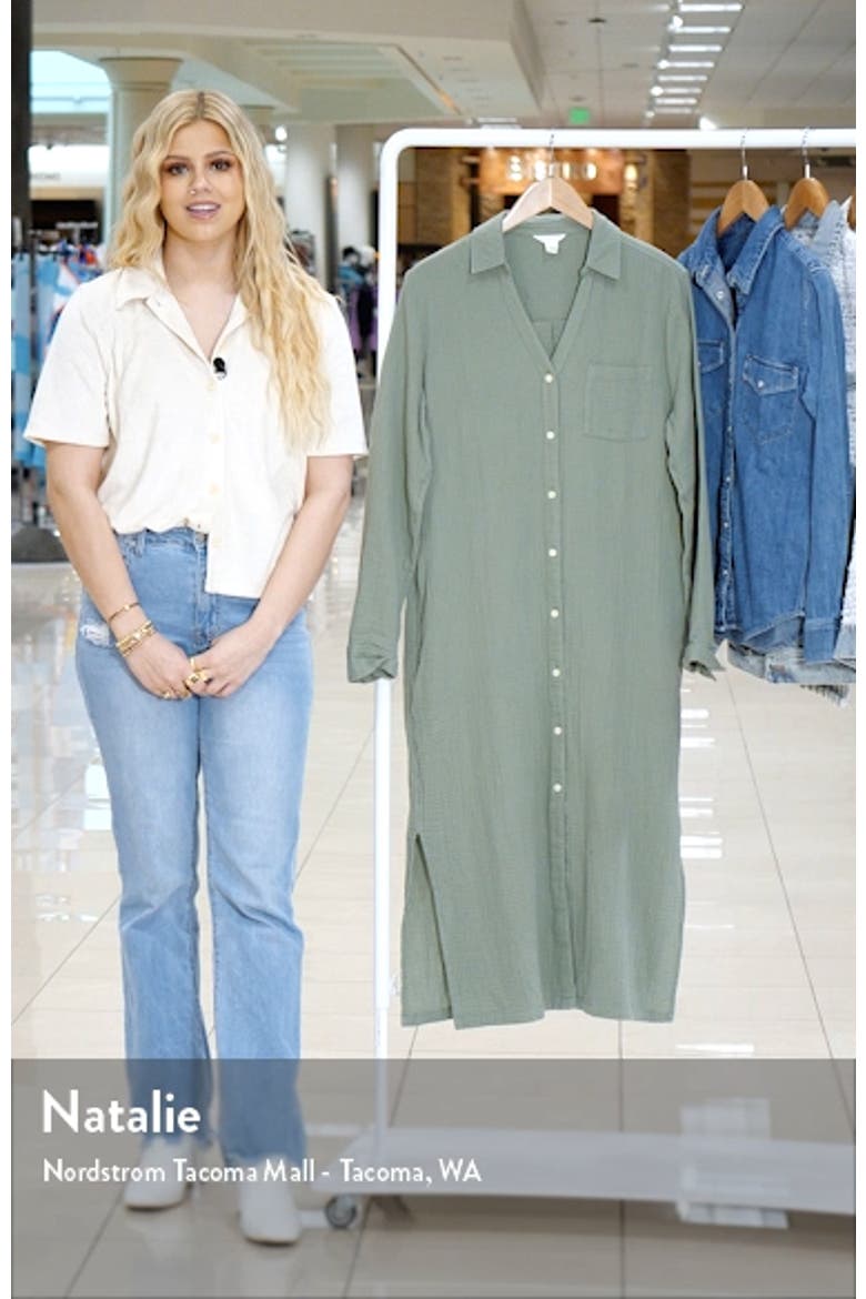 Cotton Gauze Long Sleeve Midi Shirtdress video