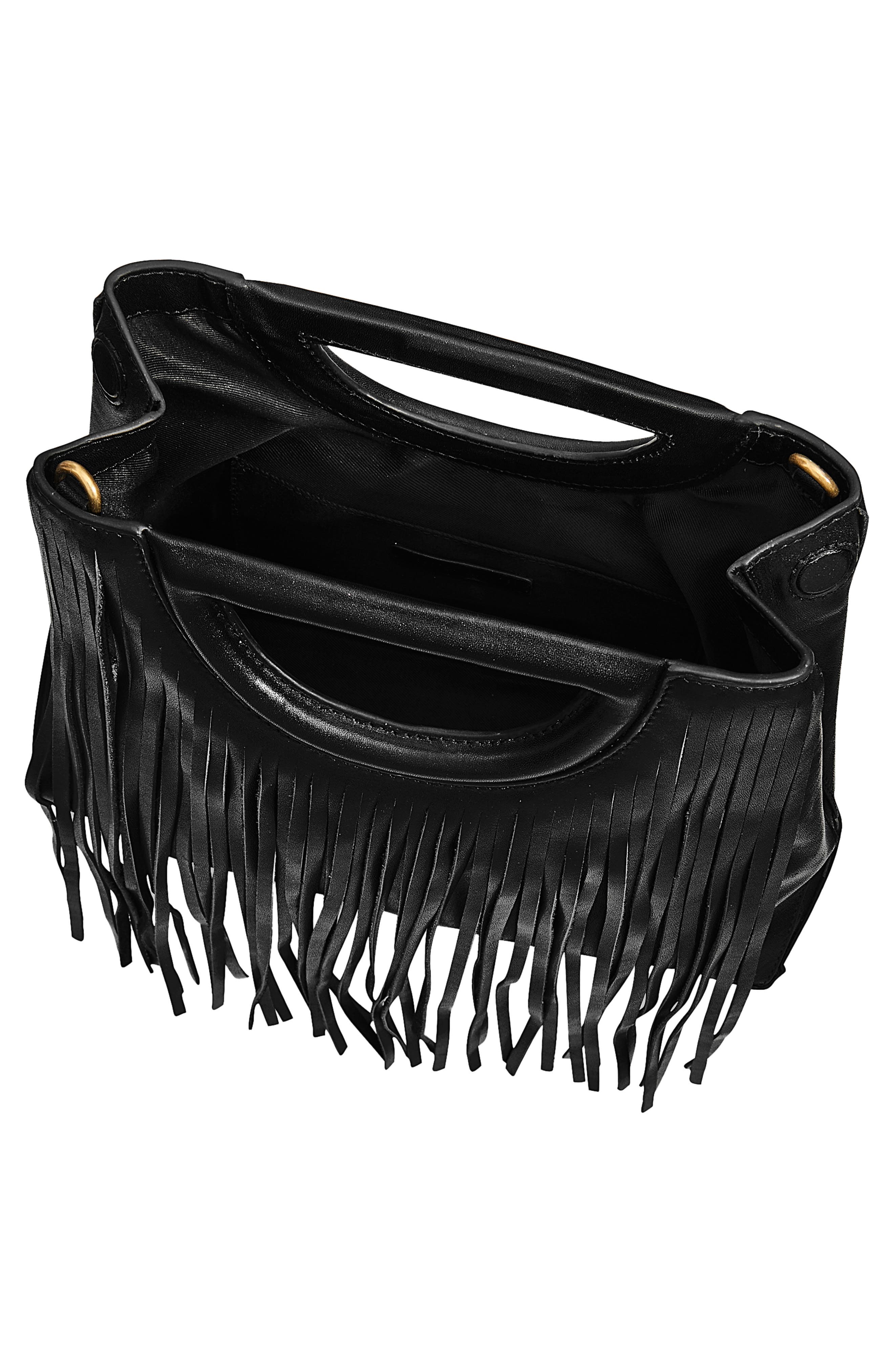 Rebecca Minkoff Frankie Fringe Leather Crossbody Bag, Alternate, color, Black