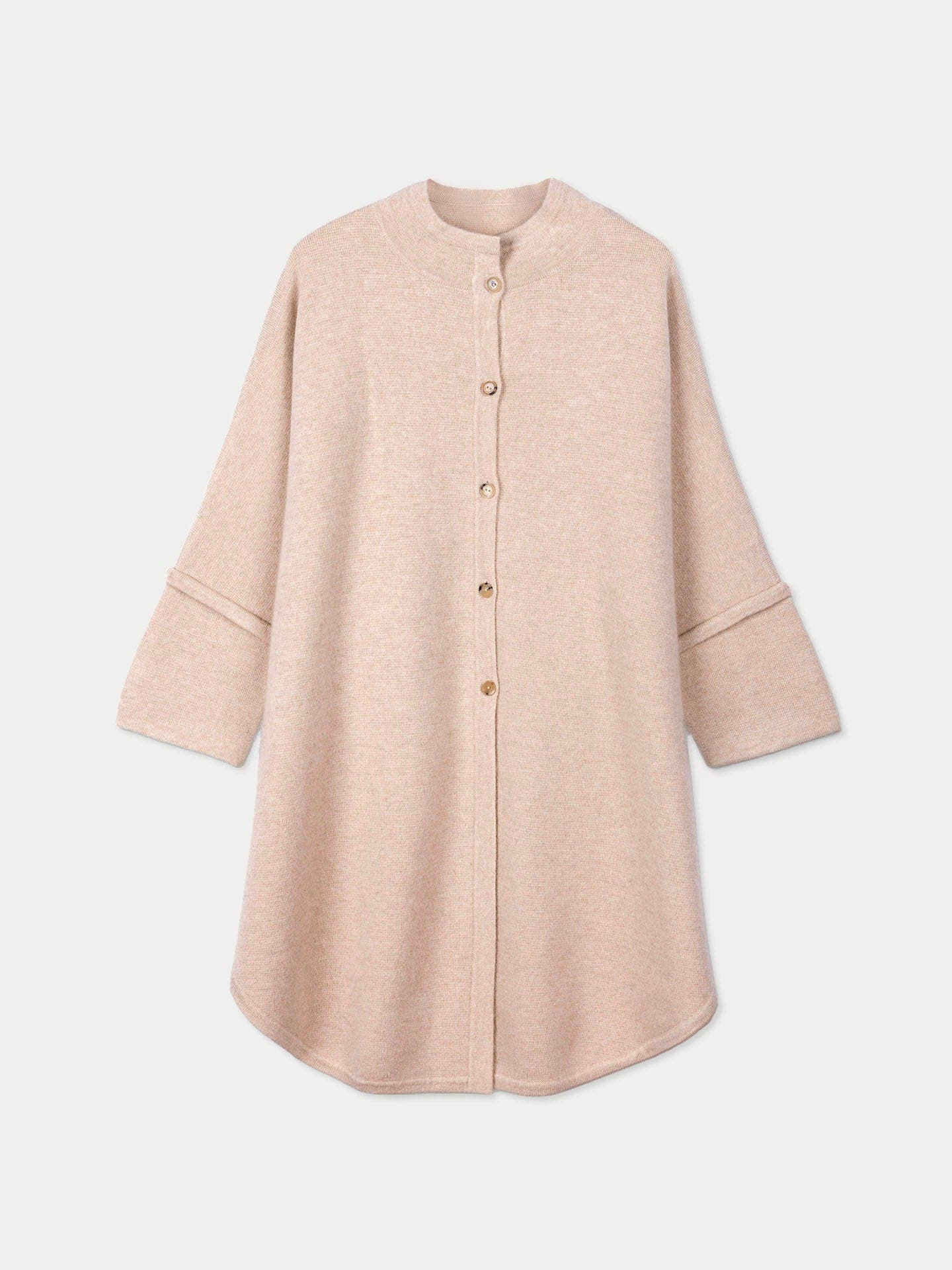 Cashmere Button-Front Poncho - image 3