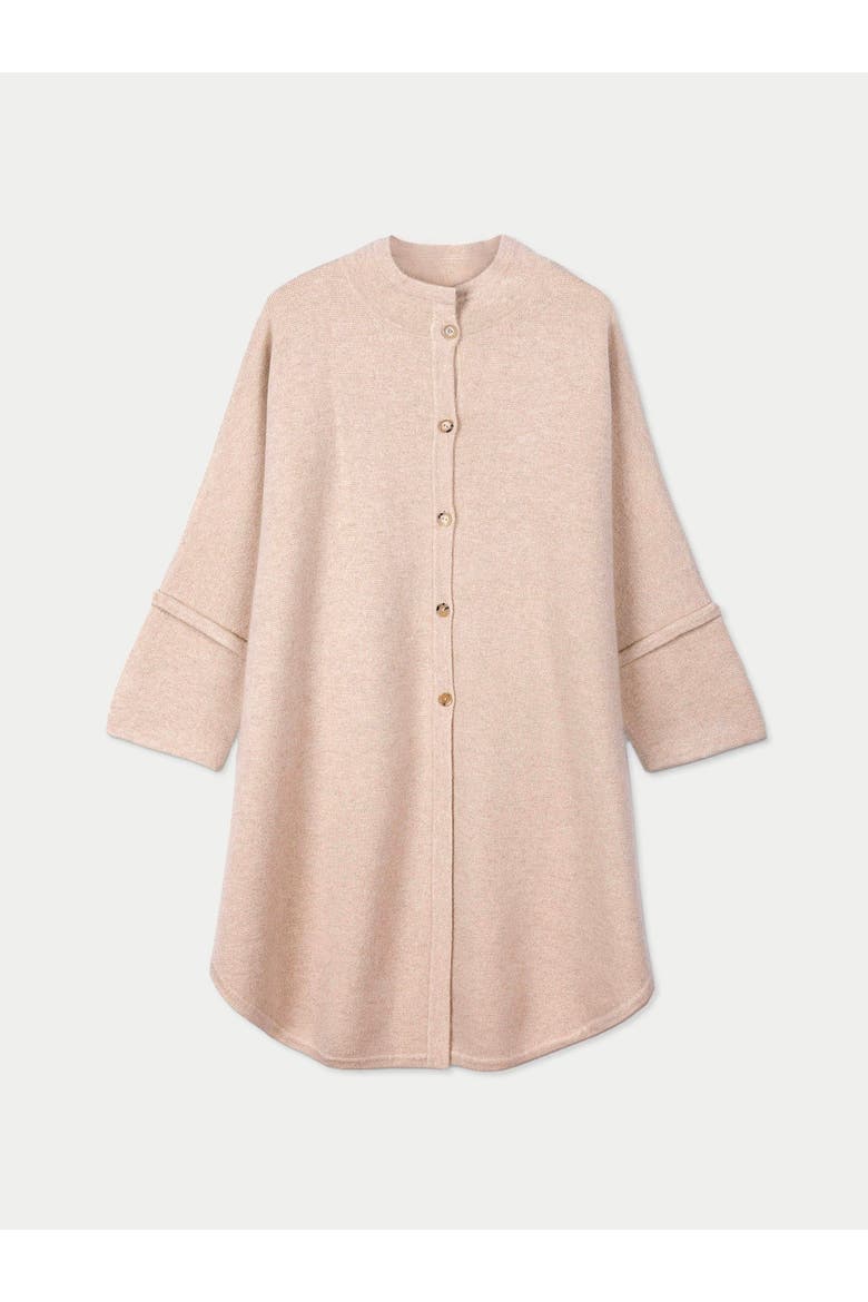Cashmere Button-Front Poncho, Main, color, beige