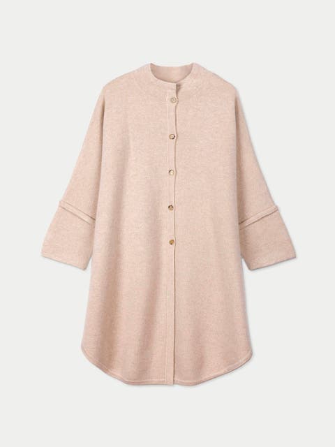 Cashmere Button-Front Poncho