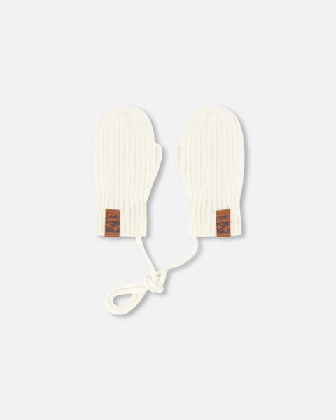 Gender Inclusive Rib Knit Mittens with Cord (Baby)