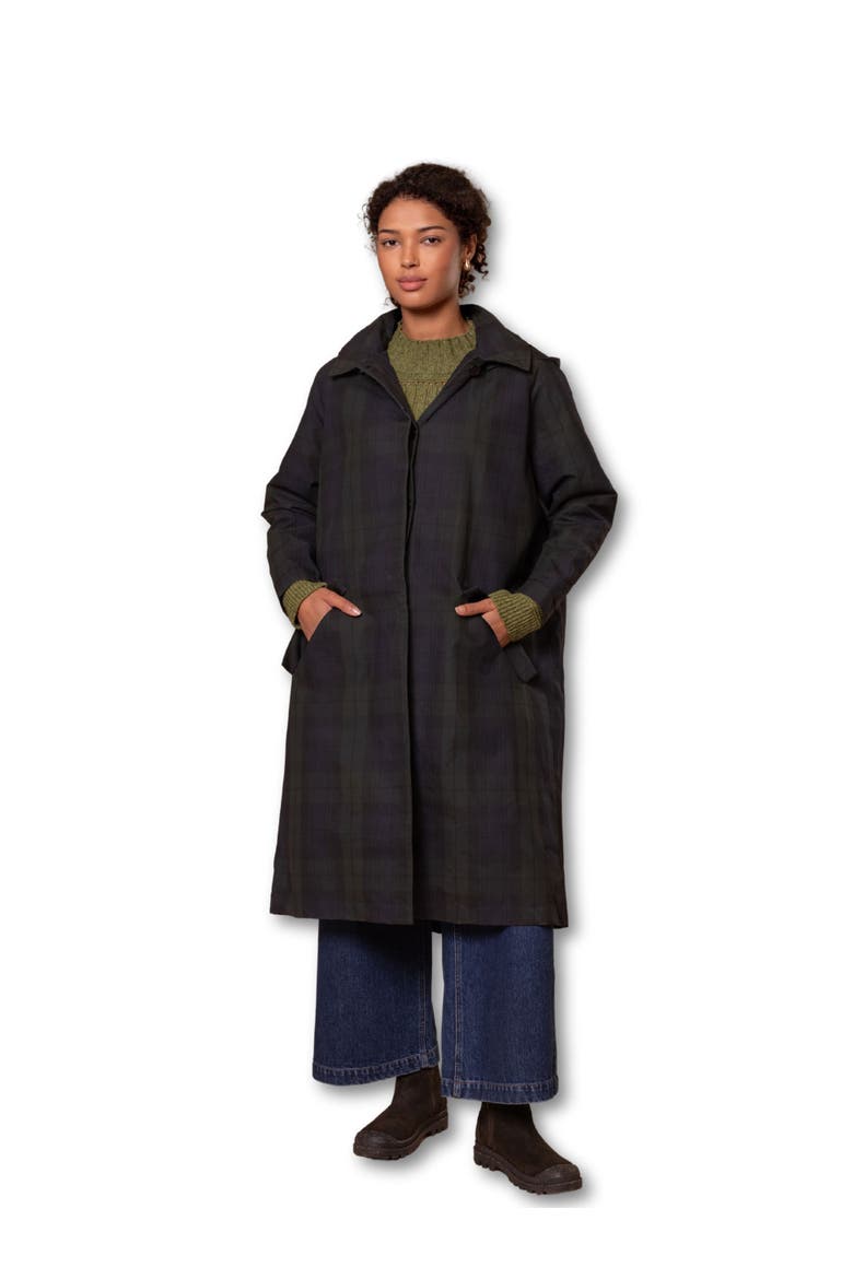 British Waxed Cotton Trench Coat, Main, color, Blackwatch
