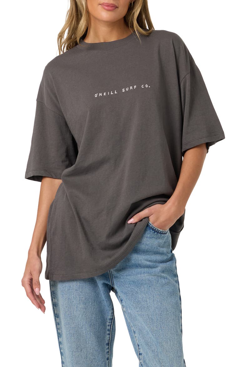 Linear Scape Graphic Oversized T-Shirt, Alternate, color, WASHED BLACK