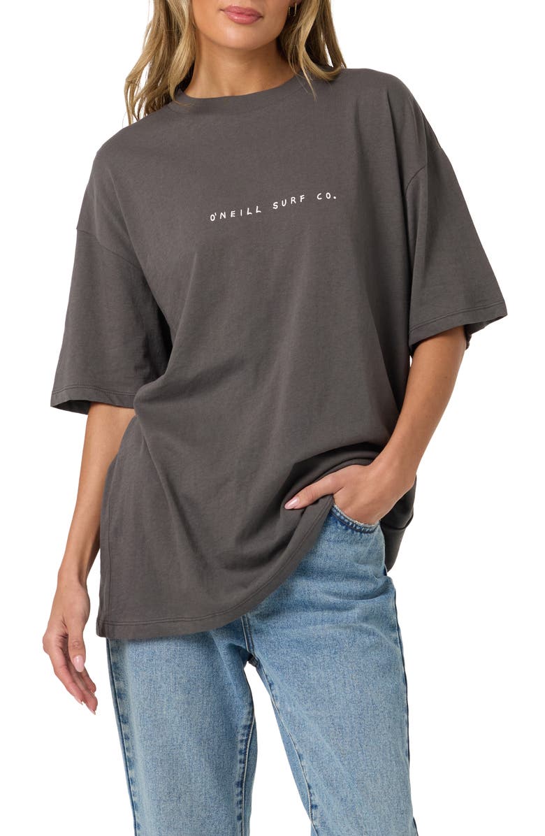 O'Neill Linear Scape Graphic Oversized T-Shirt, Alternate, color, Washed Black