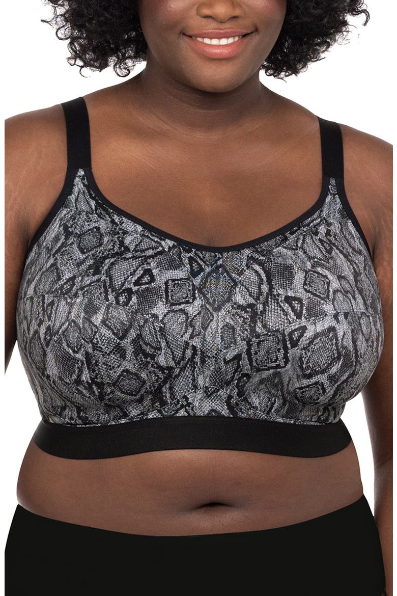 Soft Cup Sports Bra, Main, color, GREY/ BLACK SNAKE