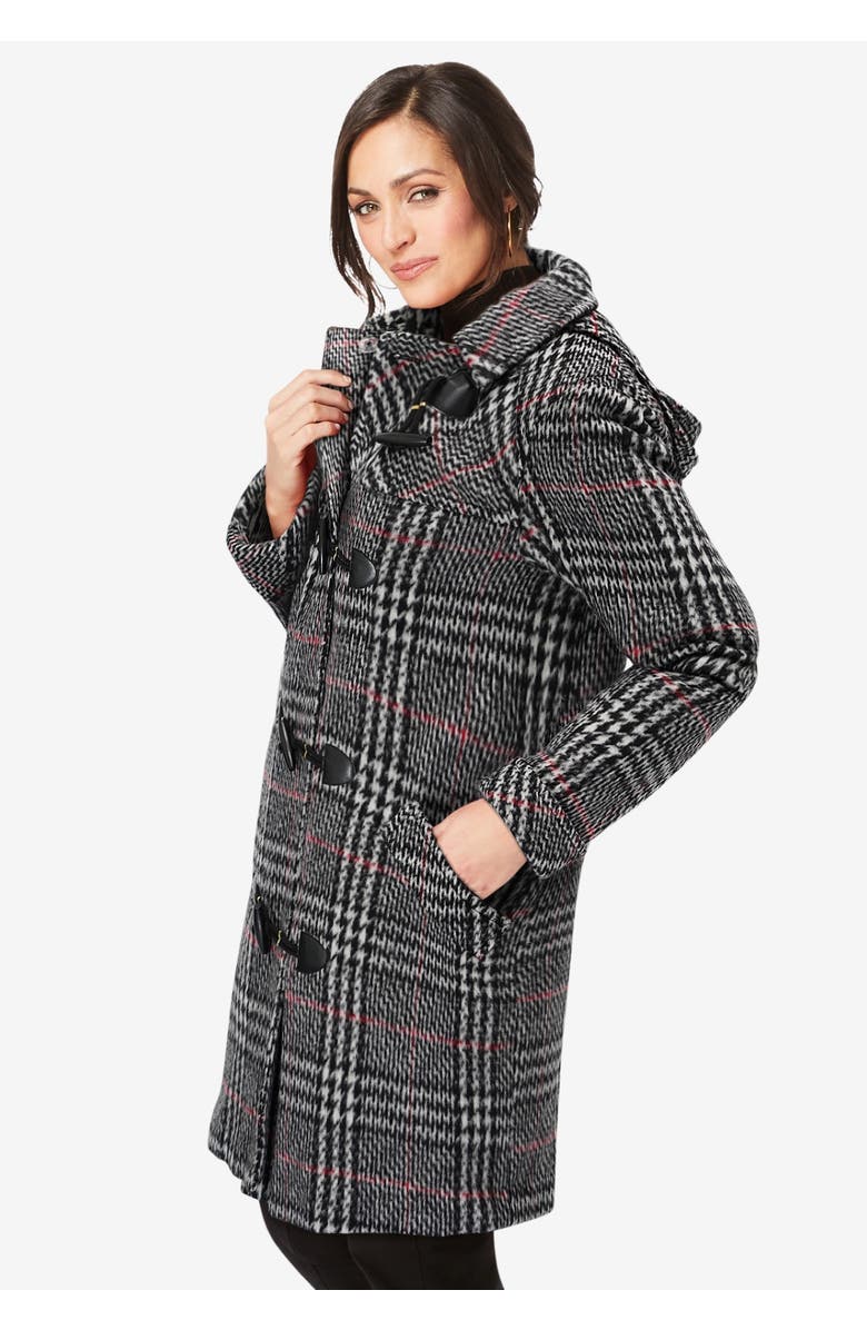 Jessica London Hooded Toggle Wool Coat, Alternate, color, Black