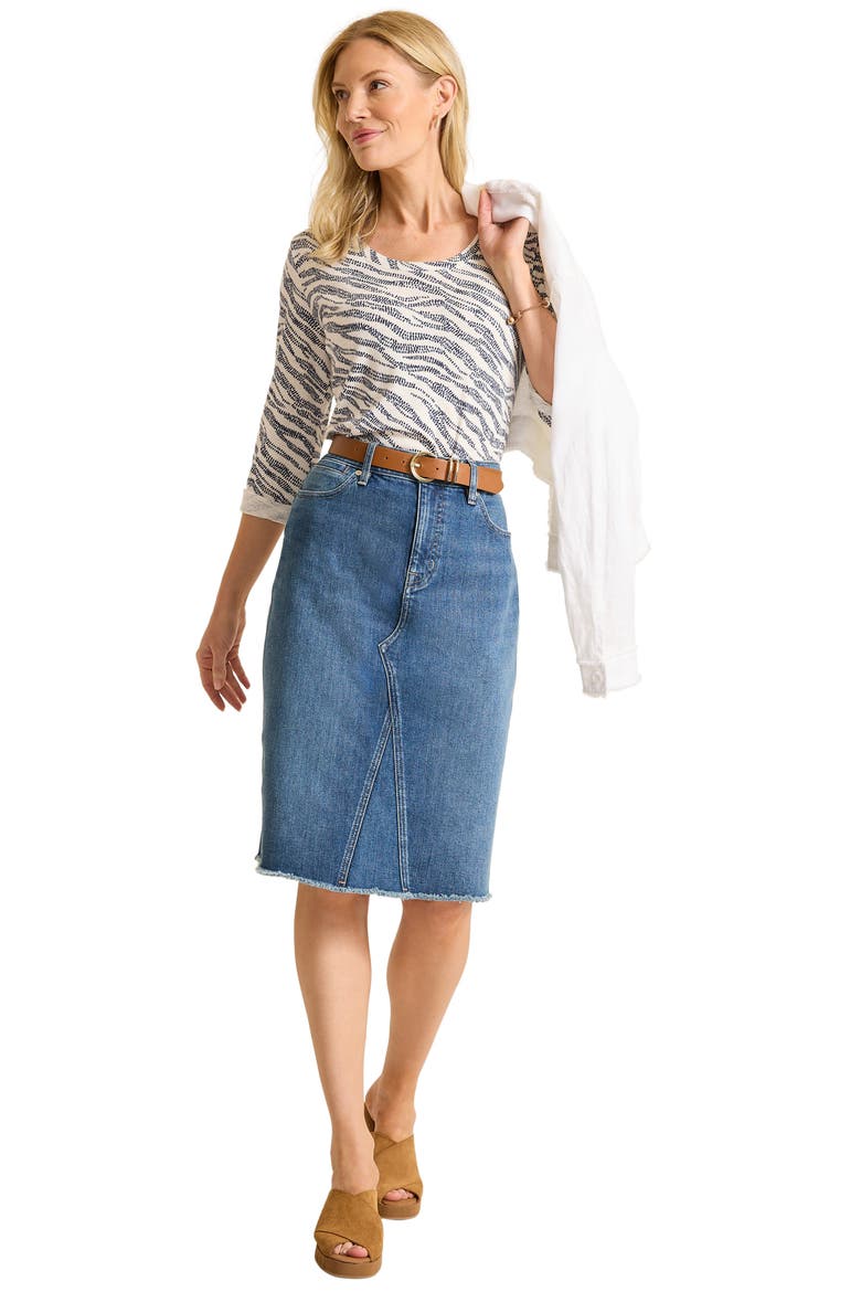 Fray Hem Denim Skirt, Alternate, color, TIDAL WASH
