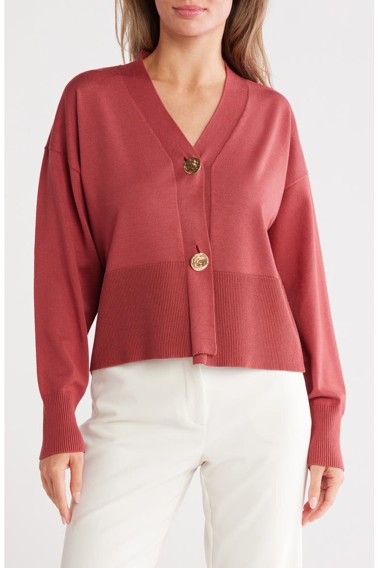 V-Neck Cardigan, Main, color, BRICK