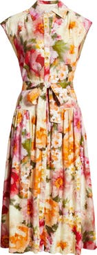 Julia Jordan Floral Print Tie Waist Midi Dress