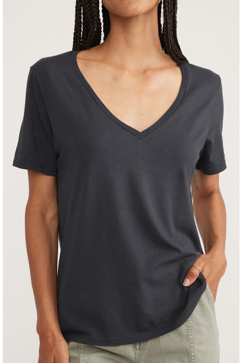 Boyfriend V-Neck T-Shirt, Alternate, color, FADED BLACK