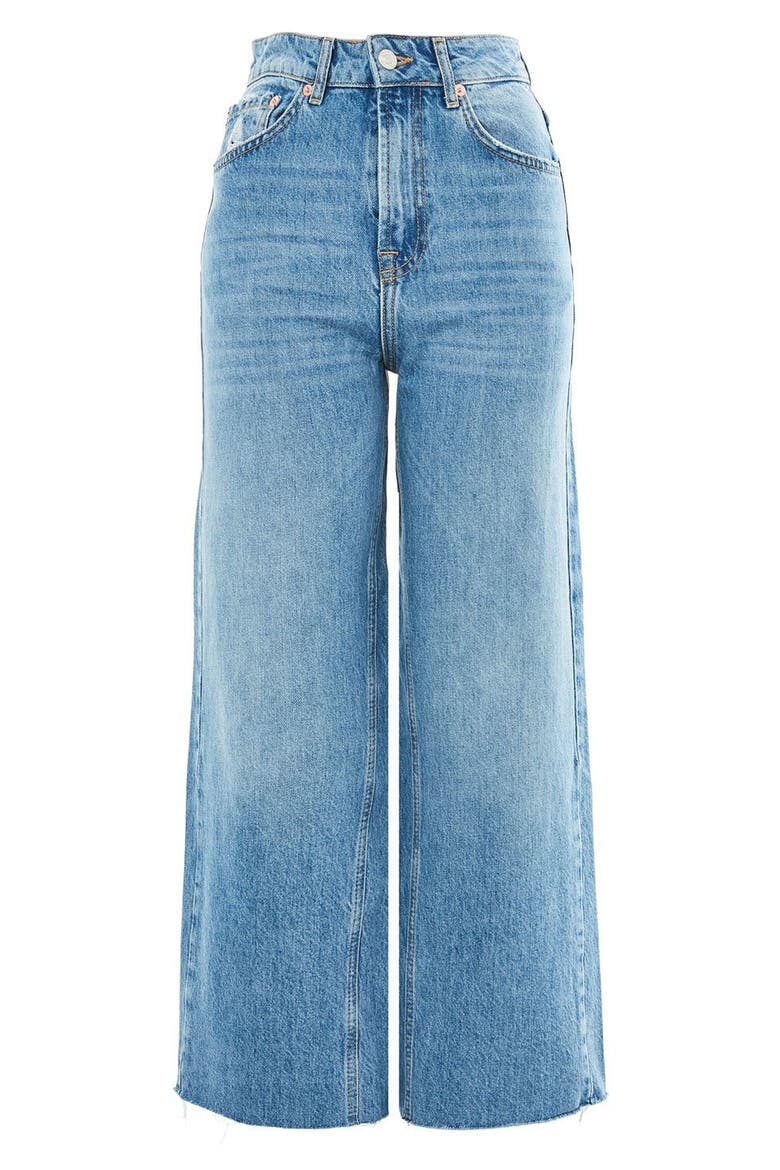 Crop Wide Leg Jeans, Alternate, color, MID BLUE