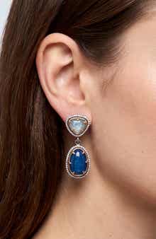 Mixed Stone Pavé Drop Earrings